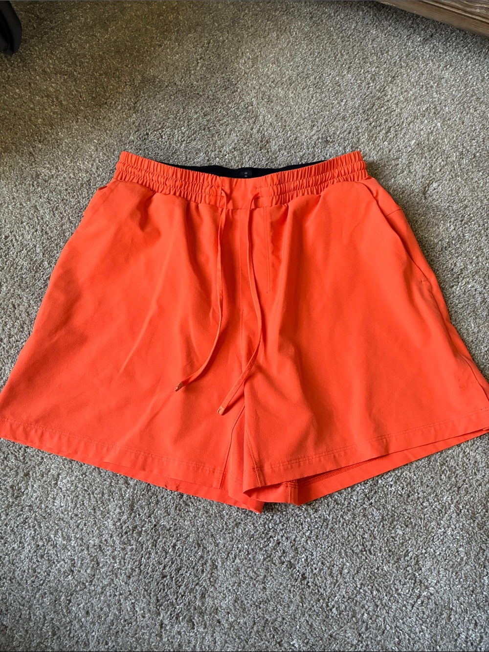 lululemon athletica Men's Bright Orange Athletic Drawstring Shorts